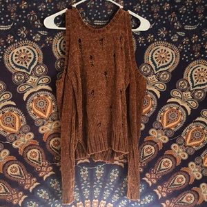 Ripped knit velvet sweater